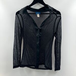 Ezen American Vintage Black Sheer Button Down Top Size Medium Made in USA